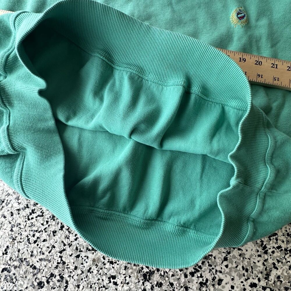 Vintage Jantzen Sweatshirt Mens XL Teal Crest Logo Made in USA Embroidery 90's - Picture 6 of 8